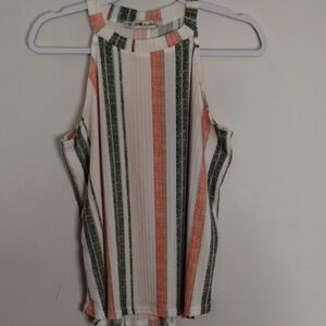 Black and Pink Sleeveless High Low Tank Top